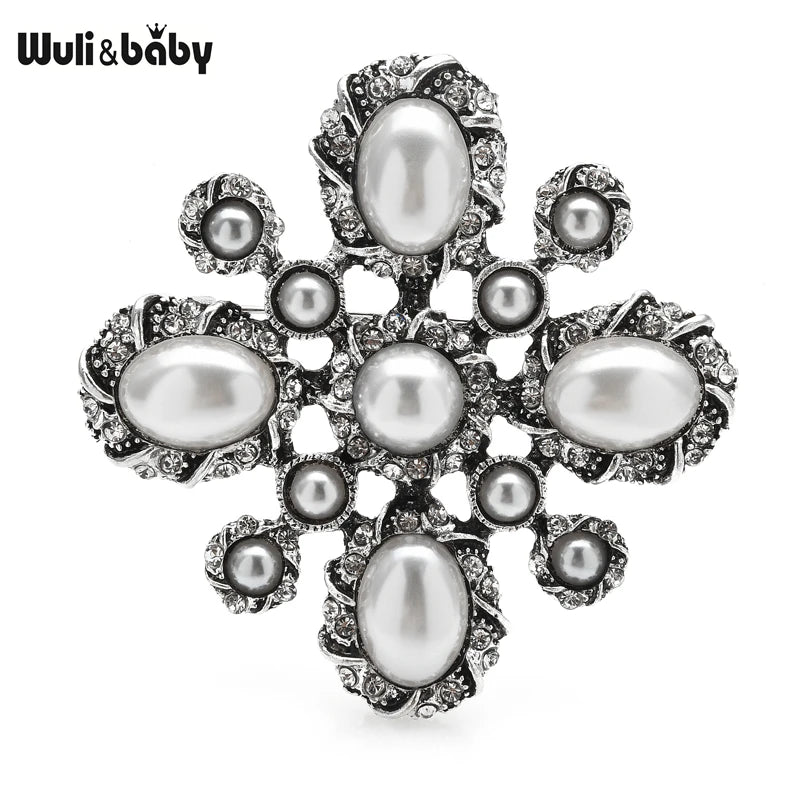 PENDRA Royale Pearl Cross Vintage Brooch