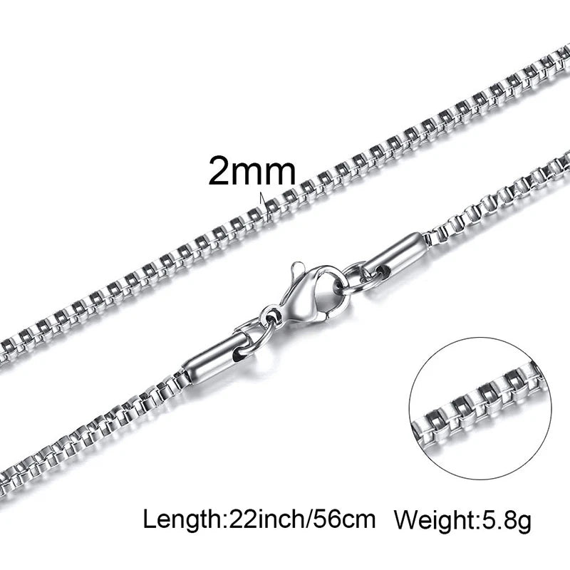 1/2/3mm Box Chain Necklaces for Men Women,Delicate Square Stainless Steel Chains Links Collars,Jewelry Gift 18To24 Inch