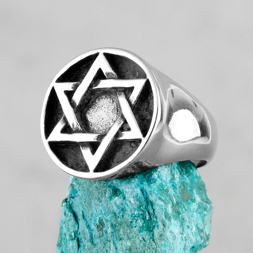 PENDRA Judaism Hexagram Star Steel Ring