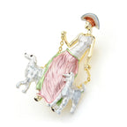 PENDRA Duo Paws 2-Color Enamel Two-Dog Brooch