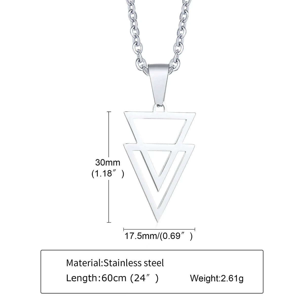 BLACK TRIANGLE NECKLACE FOR MEN STAINLESS STEEL CHAIN MENS GEOMETRIC PENDANT NECK JEWELRY