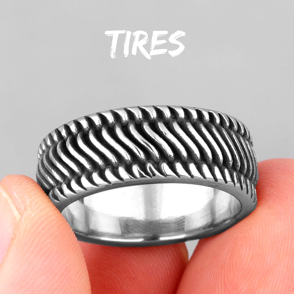 PENDRA Grid Weave Industrial Steel Ring