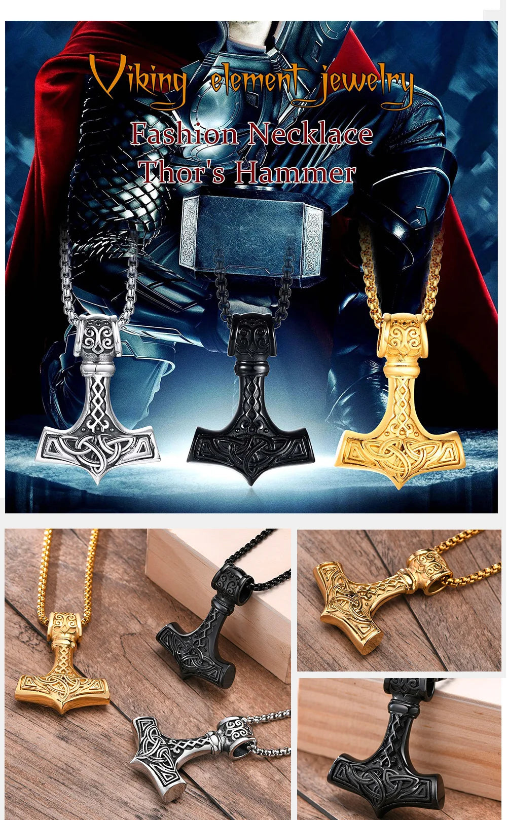 PENDRA Viking Mjolnir Pendant Necklace