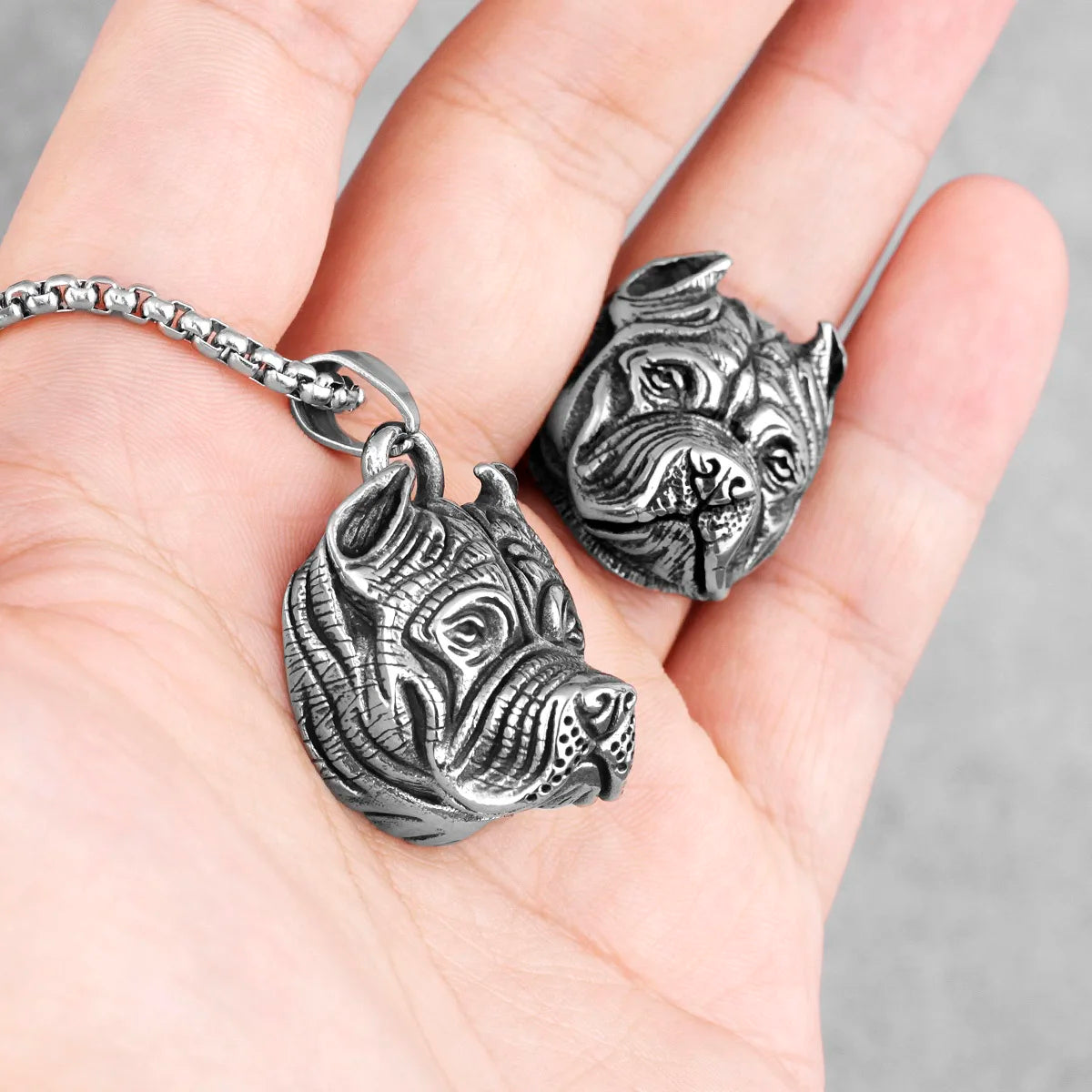 PENDRA Bull Dog Animal Steel Necklace