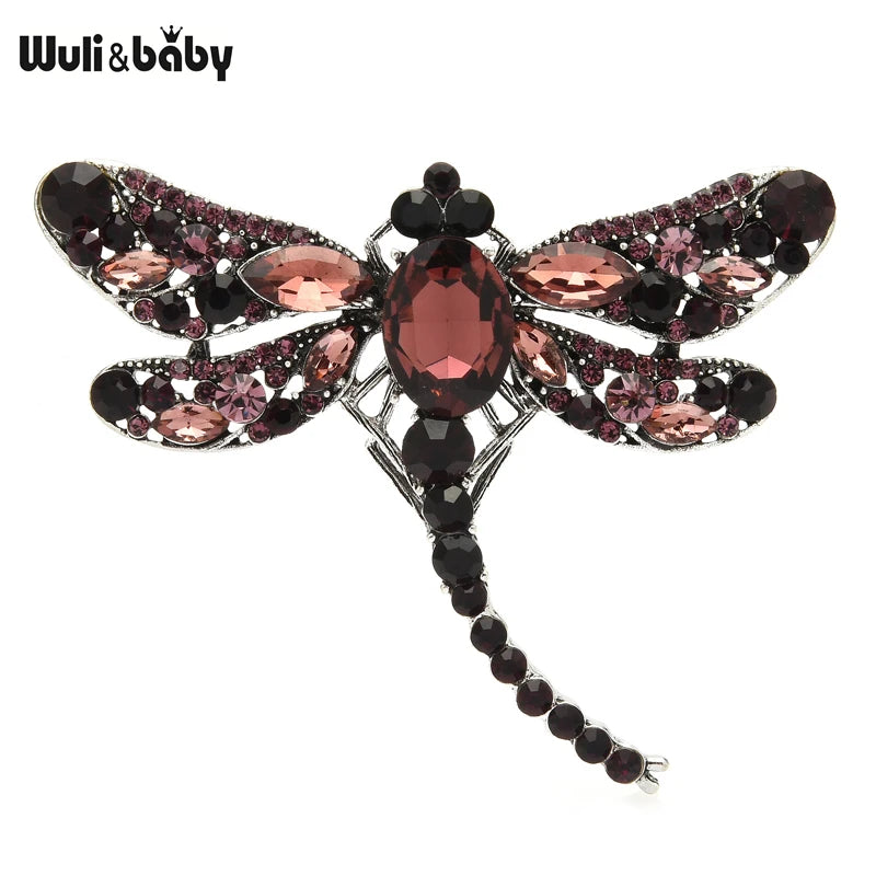 Wuli&baby Smaller Size Crystal Dragonfly Brooches Women 6-color Classic Beauty Insects Party Office Brooch Pins Gifts