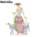 PENDRA Duo Paws 2-Color Enamel Two-Dog Brooch