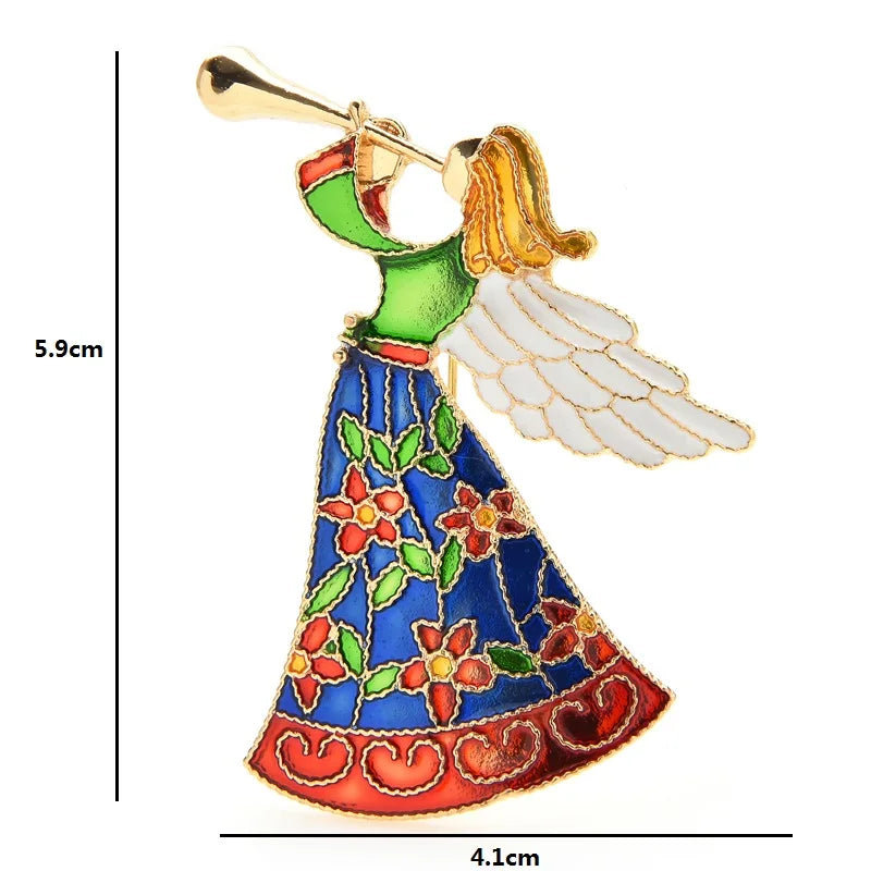 PENDRA Beauty Blow Horn Angel Brooch