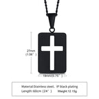 Men Necklaces, Cross Cut Out Pendant, Stainless Steel Small Dog Tag Necklace, Christ Religion Jewelry