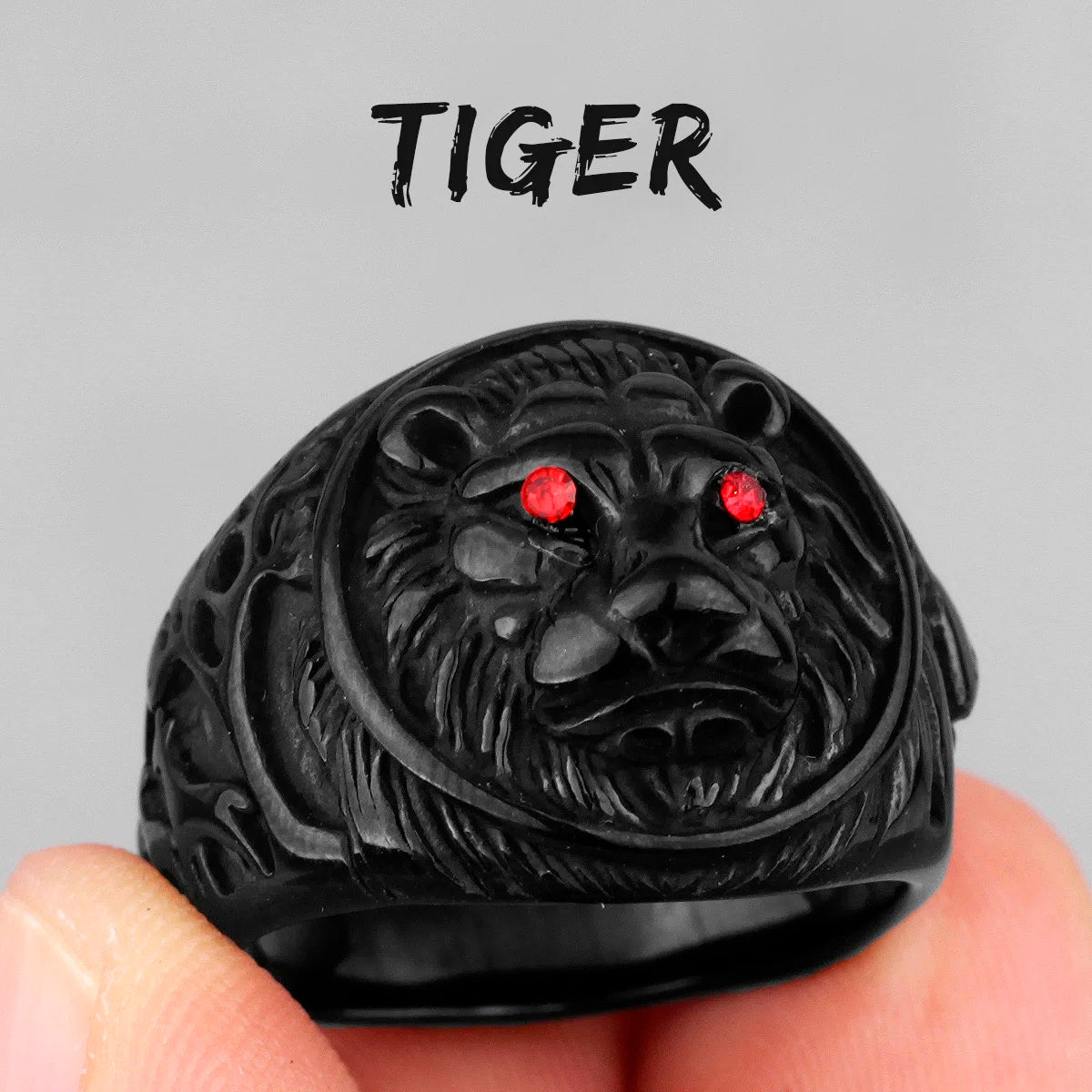 PENDRA Tiger Animal Rap Steel Ring