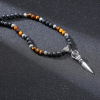 TIBETAN BUDDHIST PHURBA KILAYA THE MAGIC KNIFE WITH TIGER’S EYE LAVA STONE NECKLACE FOR MEN JEWELRY