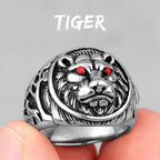 PENDRA Tiger Animal Rap Steel Ring