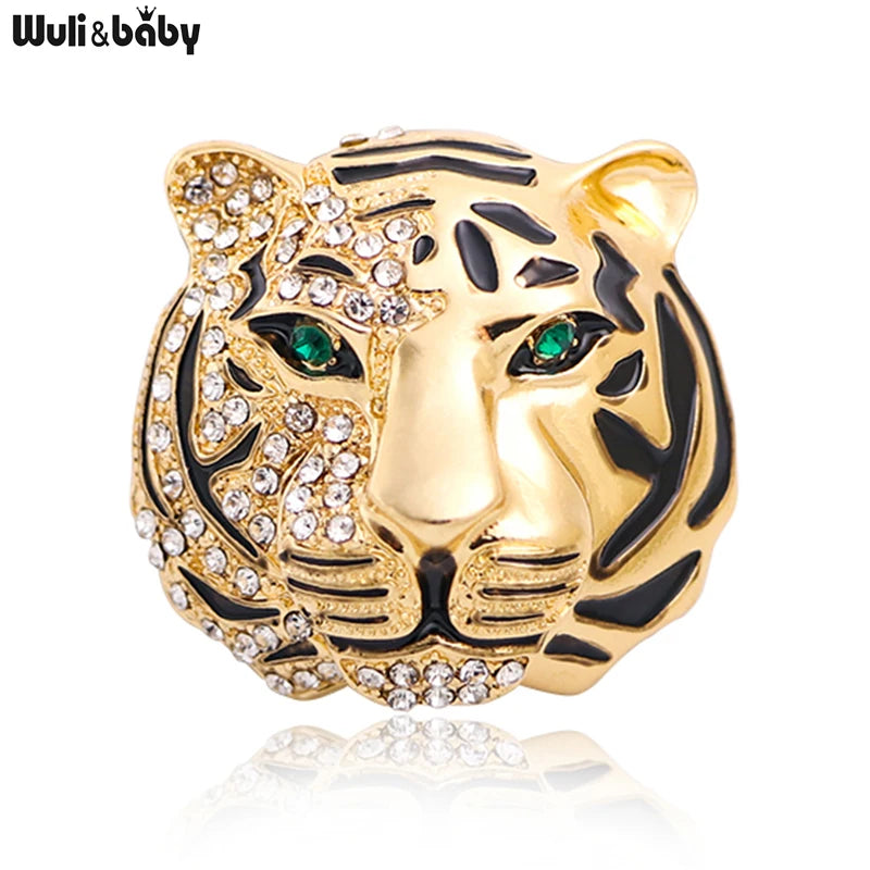 PENDRA Tigergem 2-Color Rhinestone Enamel Tiger Brooch
