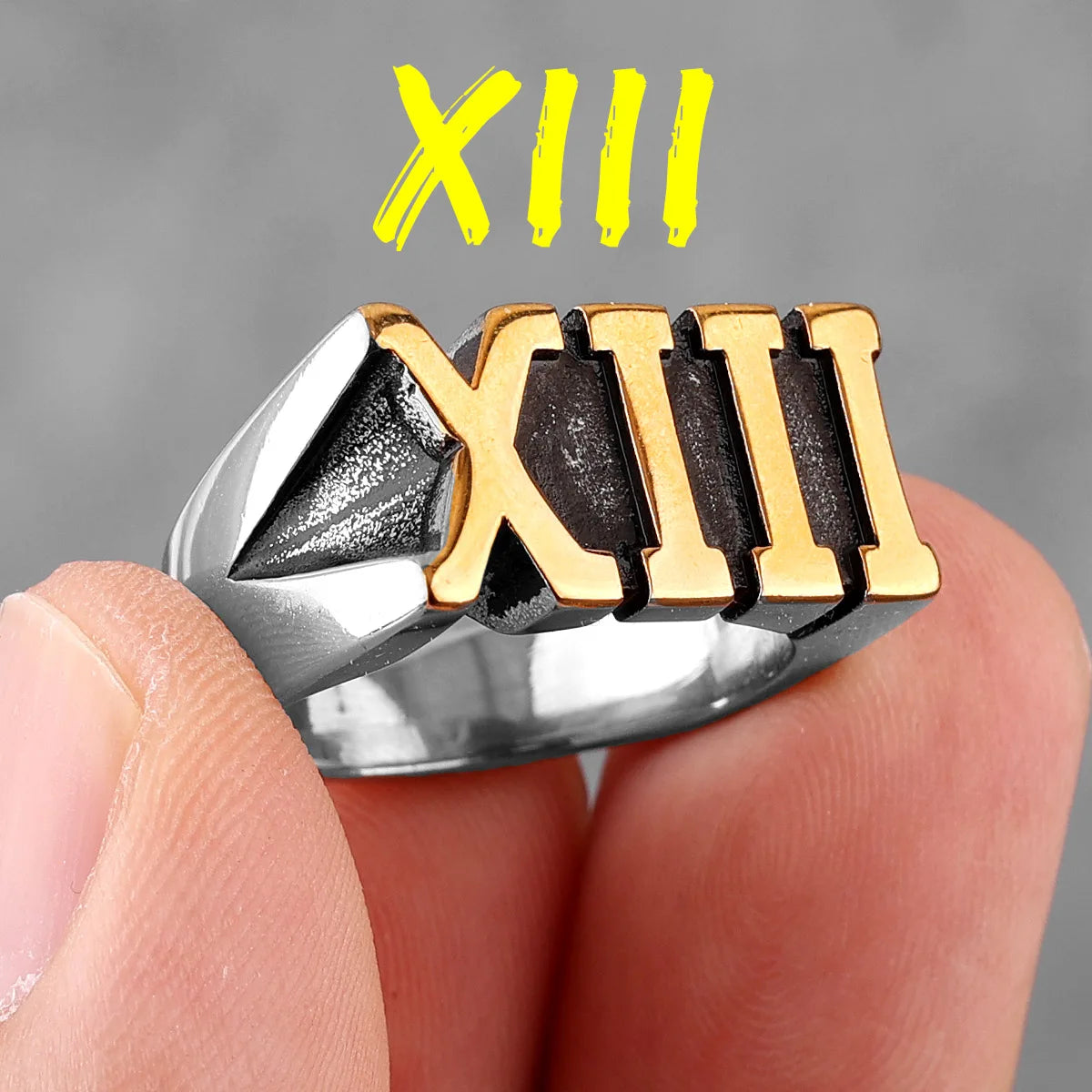 Roman Numeral 13 Stainless Steel Mens Rings Punk Retro Unique  Amulet for Male Boyfriend Biker Jewelry Creativity Gift Wholesale