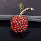 PENDRA Appella Little Red Rhinestone Apple Brooch
