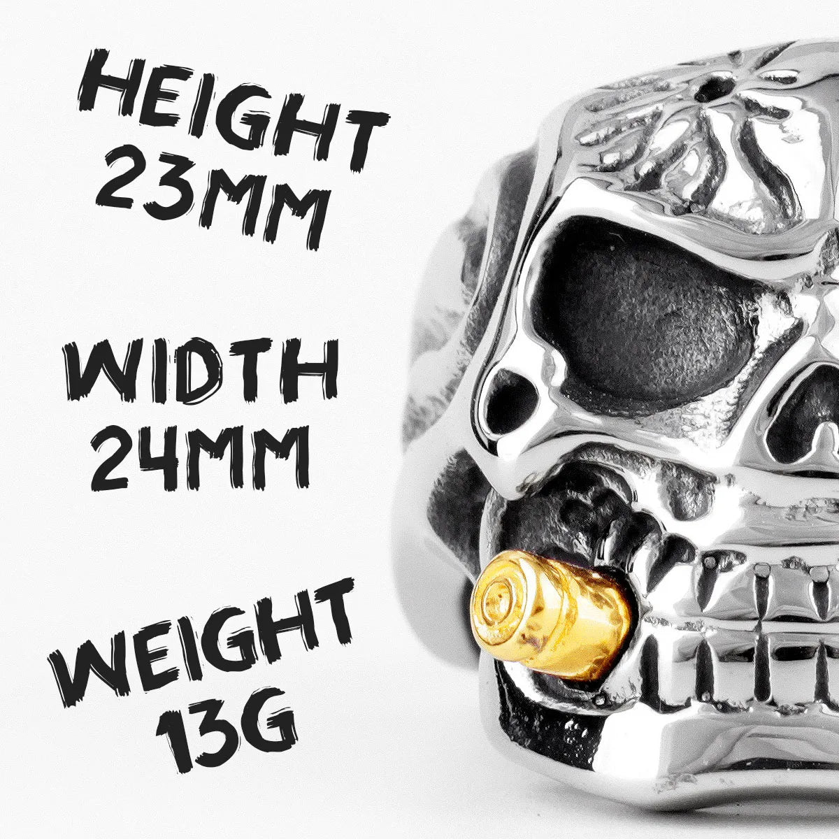 PENDRA Smoker Soldier Skull Steel Ring