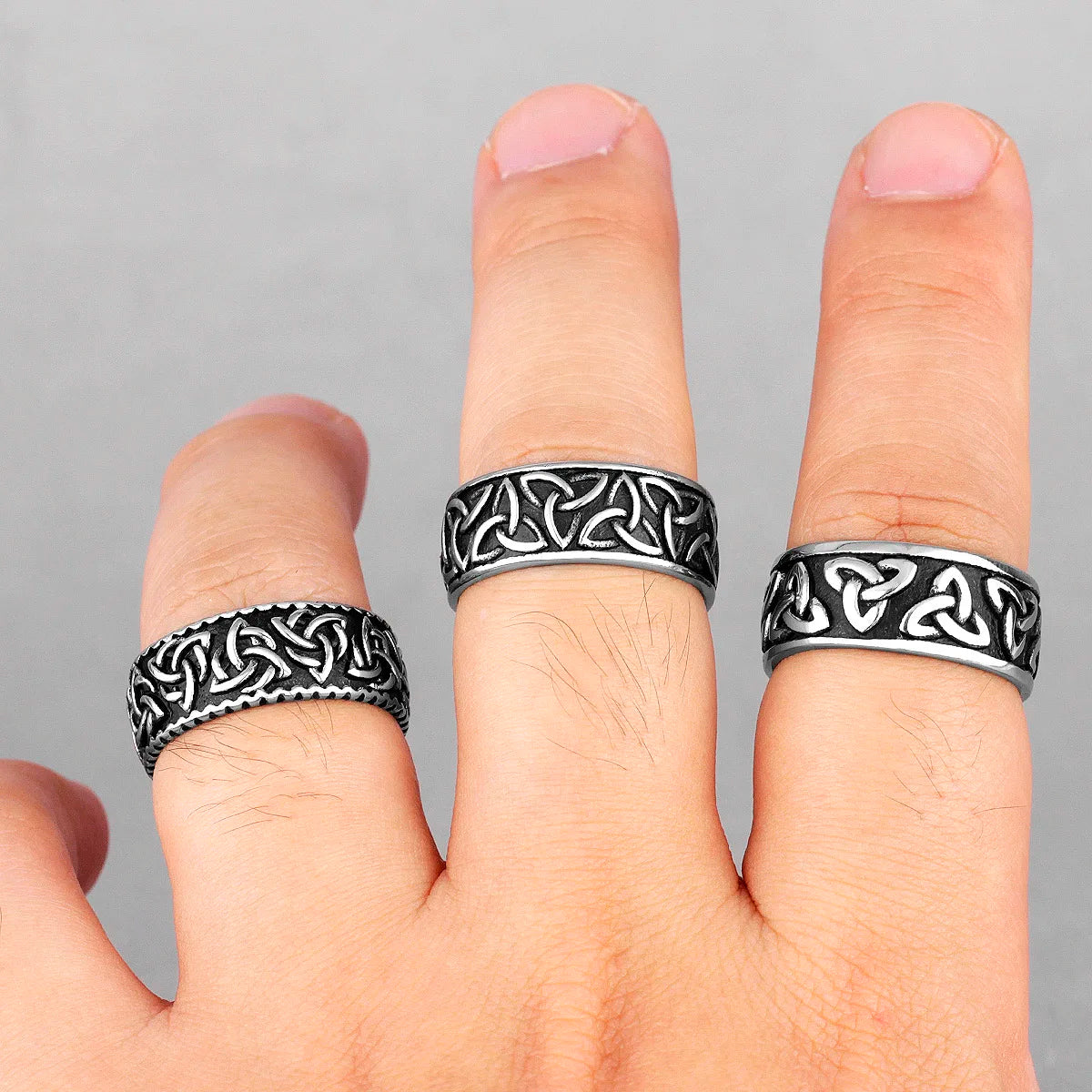 PENDRA Celtic Knot Weave Steel Ring