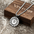 PENDRA Tree Life Rune Steel Necklace