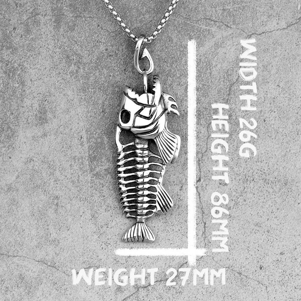 PENDRA Piranha Fish Bones Steel Necklace