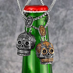 PENDRA Steampunk Cross Skull Steel Necklace