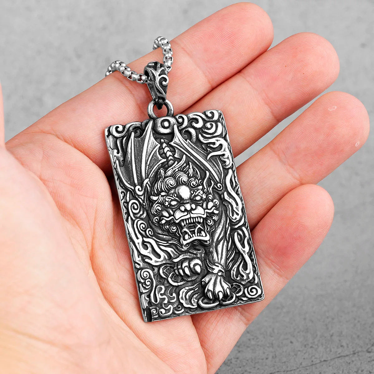 PENDRA Chinese Unicorn Boyfriend Steel Necklace