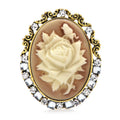 PENDRA Rosavie Vintage Sparkling Rose Flower Brooch