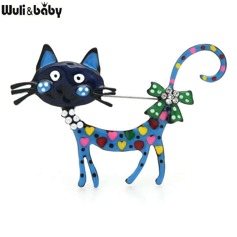 PENDRA Bloomcat 2-Color Enamel Cat Brooch