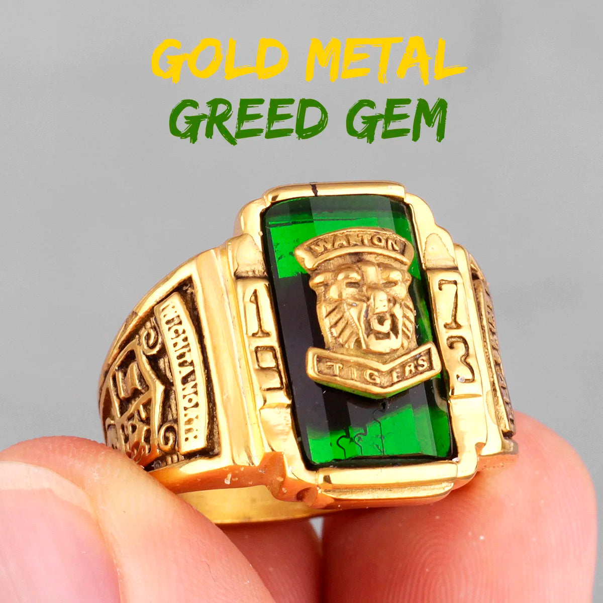 PENDRA Walton Tiger Rhinestone Steel Ring