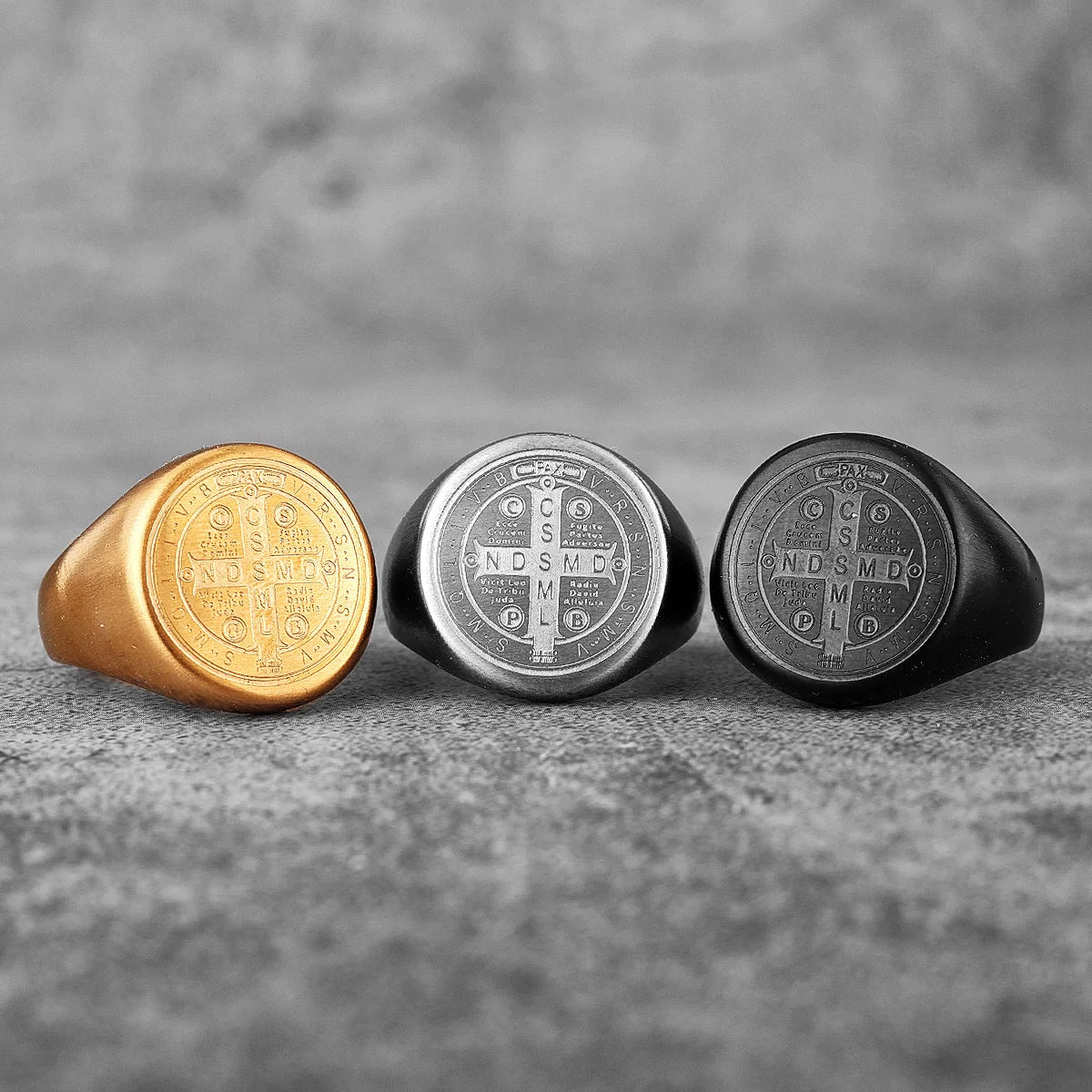 Catholicism Saint Benedict's Exorcism Stainless Steel Mens Rings Hip Hop for Male Boyfriend Jewelry Creativity Gift Wholesale