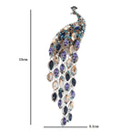 PENDRA Crystal Tassel Peacock Rhinestone Brooch