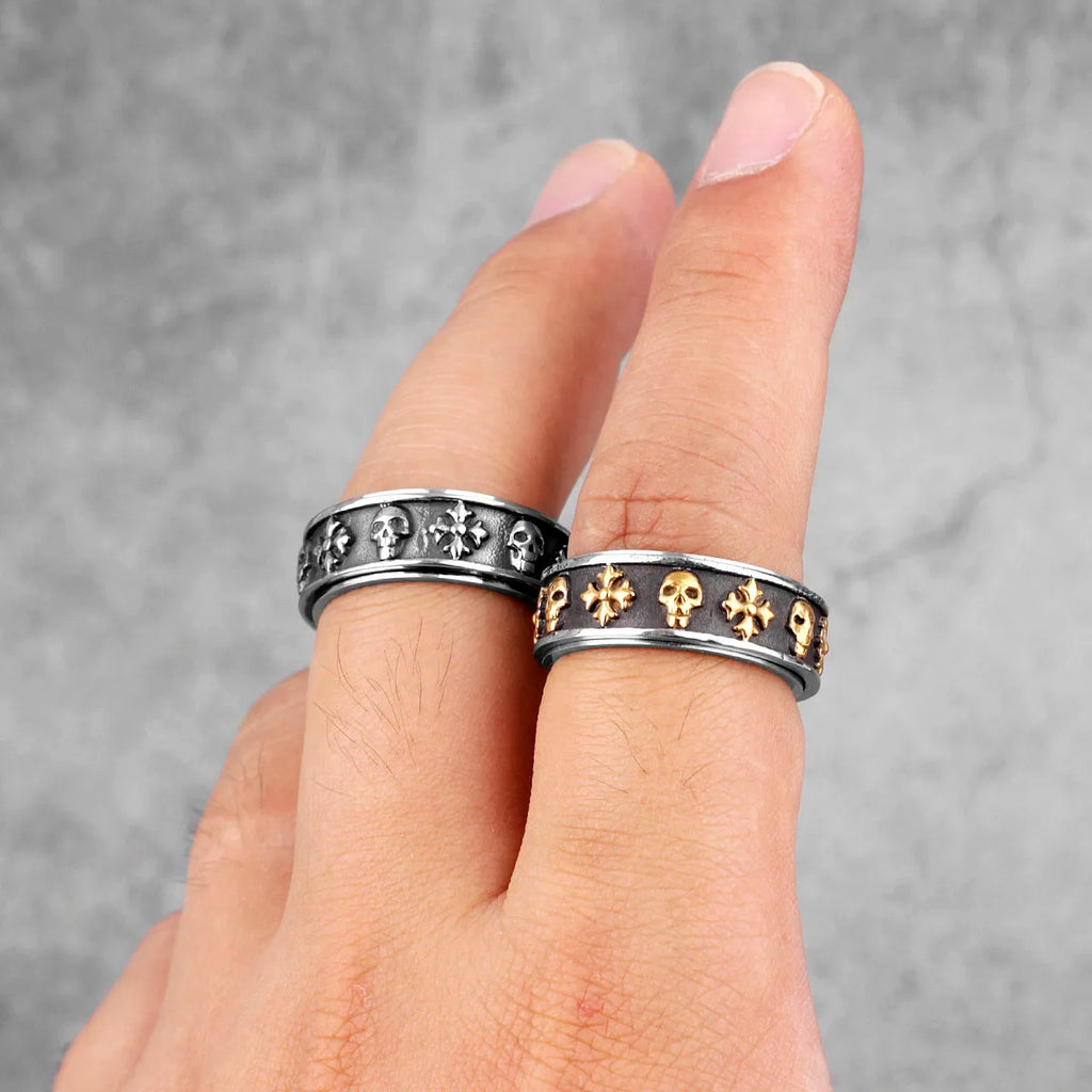 PENDRA Cross Skull Rotatable Ring