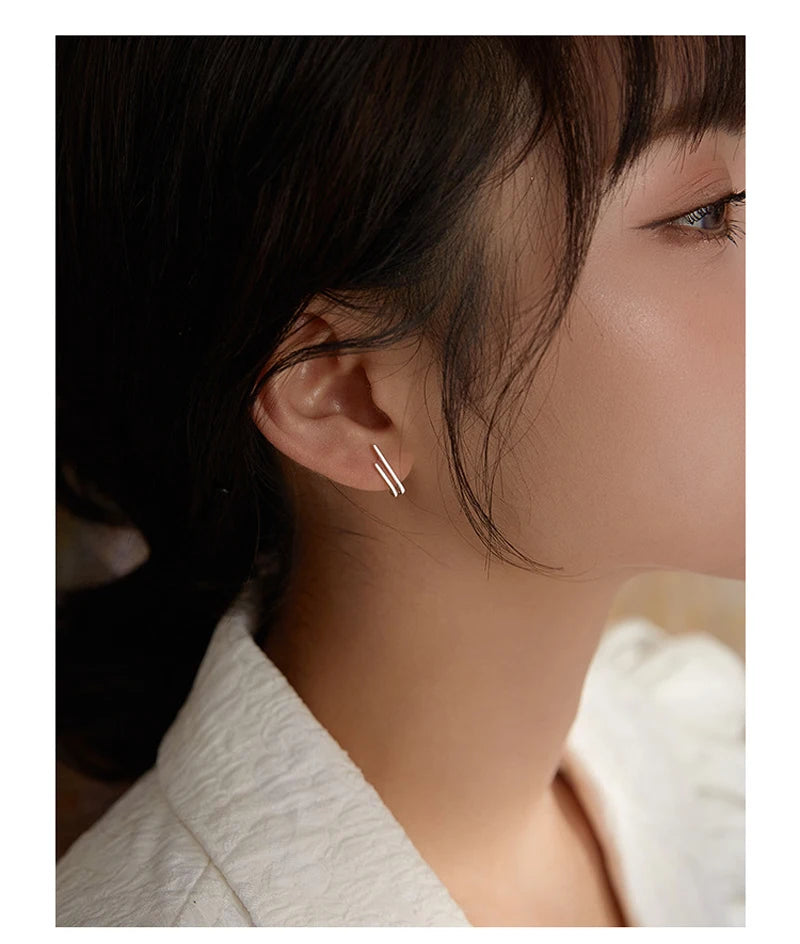 PENDRA Silver Double Layer Earrings