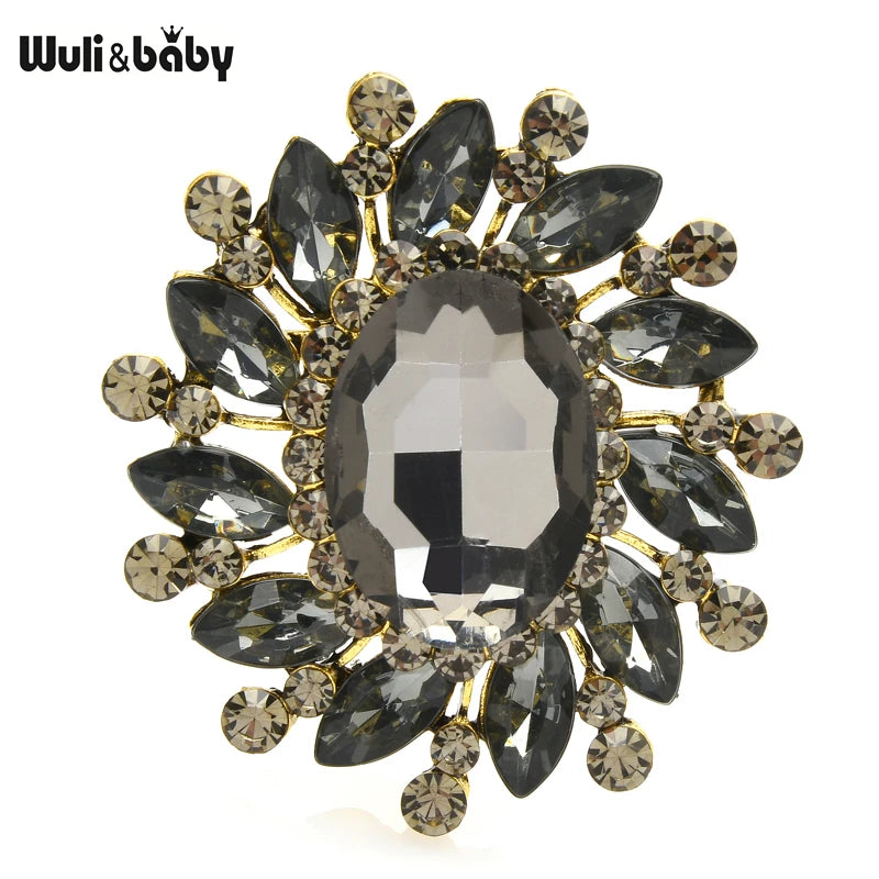 PENDRA Floracircle Crystal Round Flower Brooch