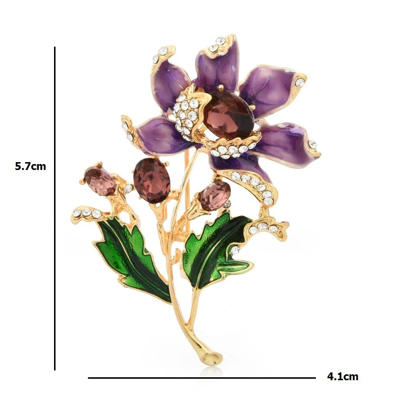 PENDRA Violetta Purple Enamel Flower Brooch