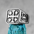 Jerusalem Cross Religion Stainless Steel Mens Rings Simple Retro for Male Boyfriend Biker Jewelry Creativity Gift Wholesale