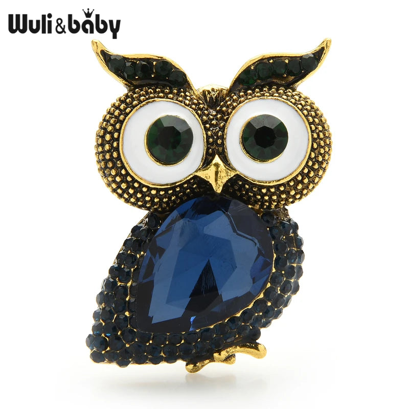 PENDRA Crystal Big Eyes Owl Brooch