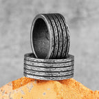 PENDRA Black Round Stripe Ring