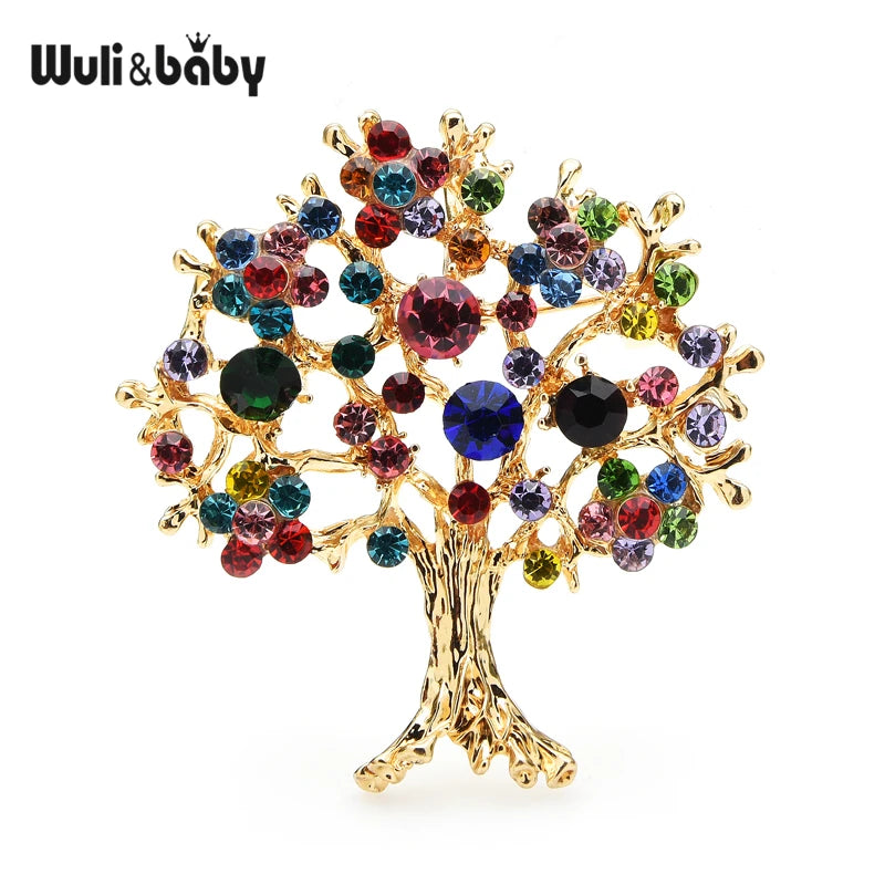 PENDRA Noel Multicolor Rhinestone Christmas Tree Brooch