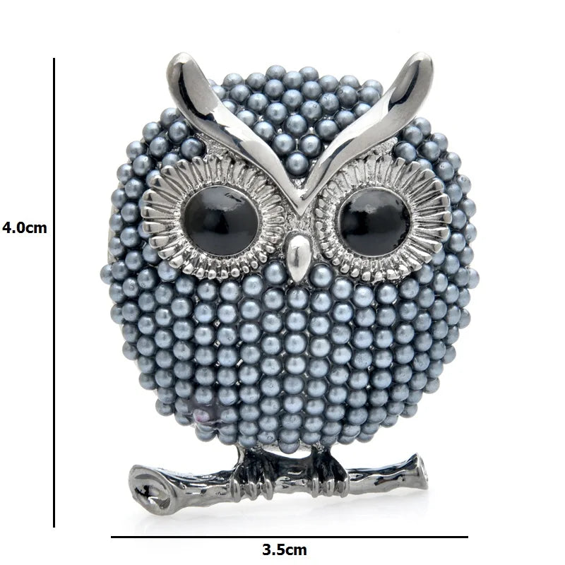 PENDRA Moon Owl Pearl Brooch