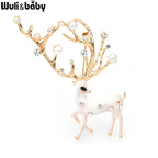PENDRA Red Brown Enamel Deer Brooch