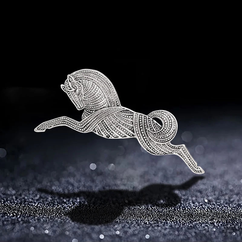 PENDRA Gallop Running Horse Metal Brooch