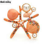 PENDRA Marina Enamel Pearl Starfish Brooch