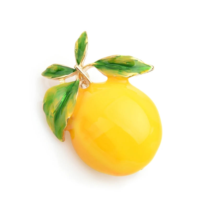 PENDRA Lemonelle Enamel Yellow Lemon Brooch