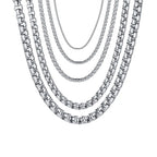Round Box Chain for Men Boys,Gold Silver Black Plated Stainless Steel Chain Collars,Unisex Jewelry Gifts,18 to 30 Inch