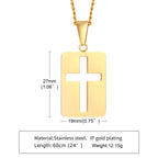 Men Necklaces, Cross Cut Out Pendant, Stainless Steel Small Dog Tag Necklace, Christ Religion Jewelry