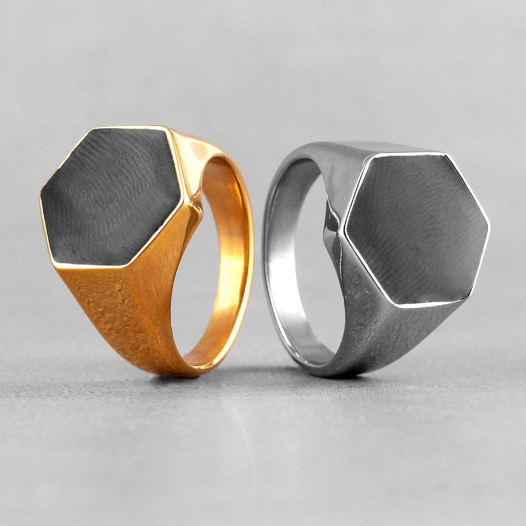 PENDRA Hexagon Rhombus Boyfriend Steel Ring