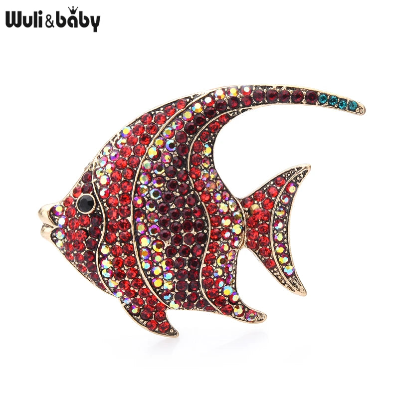PENDRA Silverfin Rhinestone Fish Brooch