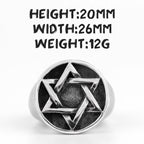 PENDRA Judaism Hexagram Star Steel Ring