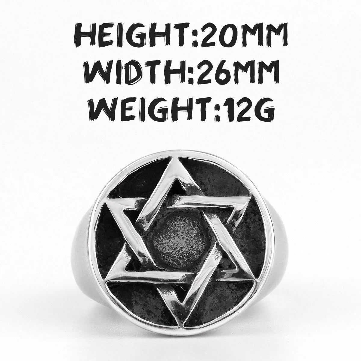 PENDRA Judaism Hexagram Star Steel Ring