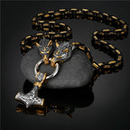 PENDRA Wolf Rune Steel Necklace