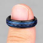 PENDRA Tungsten Rhombus Cut Black Ring